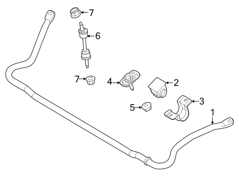 2024 Ford F-350 Super Duty Stabilizer Bar & Components - Front Diagram 1