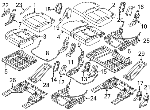 1992 Mercury Tracer SUPPORT - REAR SEAT CUSHION Diagram for DE9Z-96606A50-J