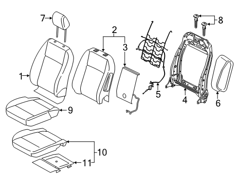 2021 Ford EcoSport Driver Seat Components Diagram