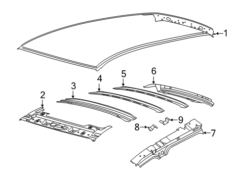 2021 Lincoln Corsair BOW - ROOF Diagram for LJ7Z-7851294-A