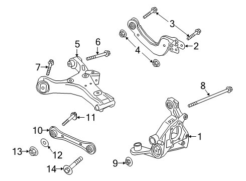 2021 Lincoln Corsair Rear Suspension, Lower Control Arm, Upper Control Arm, Ride Control, Stabilizer Bar, Suspension Components Diagram 3