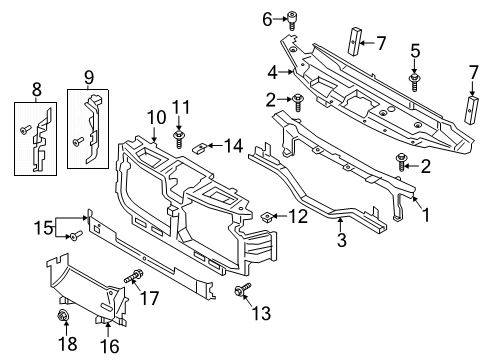 2020 Ford F-250 Super Duty Radiator Support Diagram