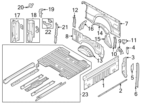 2024 Ford F-350 Super Duty Front & Side Panels, Floor Diagram 1