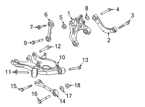 2021 Ford Edge Rear Suspension Components, Lower Control Arm, Upper Control Arm, Stabilizer Bar Diagram 4