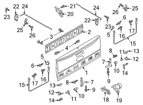 2023 Ford Ranger Tail Gate Diagram