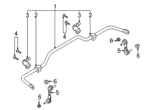 2021 Ford Bronco Sport Rear Suspension Components, Lower Control Arm, Upper Control Arm, Stabilizer Bar Diagram 3