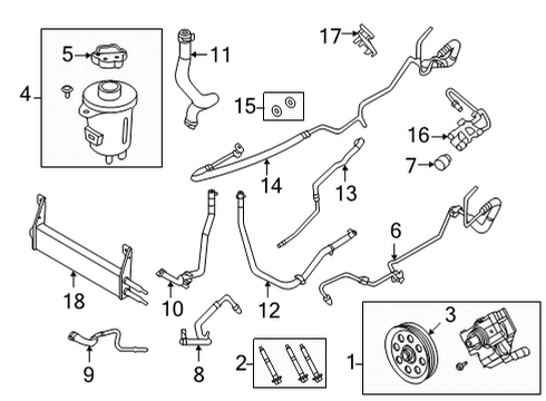 2022 Ford F-350 Super Duty P/S Pump & Hoses, Steering Gear & Linkage Diagram 7