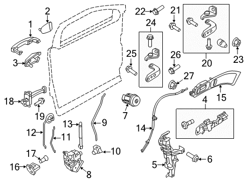 2019 Ford Police Interceptor Utility Front Door - Lock & Hardware Diagram