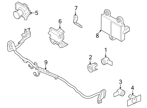 2023 Ford E-Transit Electrical Components - Front Bumper Diagram