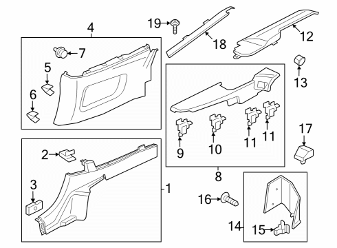 2024 Ford Mustang PANEL ASY - "C" PILLAR - INNER Diagram for PR3Z-7631004-CA