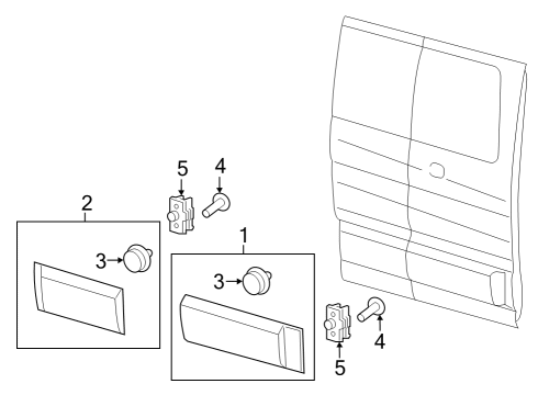 2022 Ford E-Transit Exterior Trim - Side Door Diagram 1