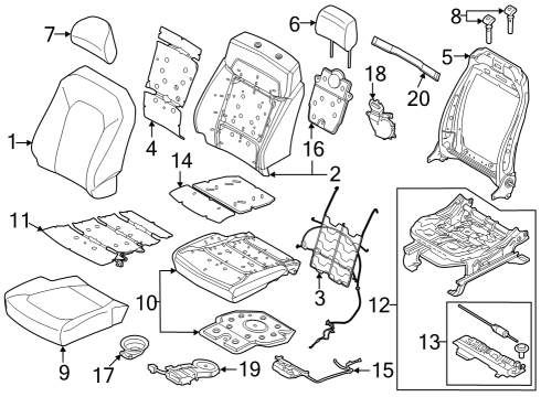 2023 Ford F-150 COVER ASY - SEAT BACK Diagram for ML3Z-1664416-BK