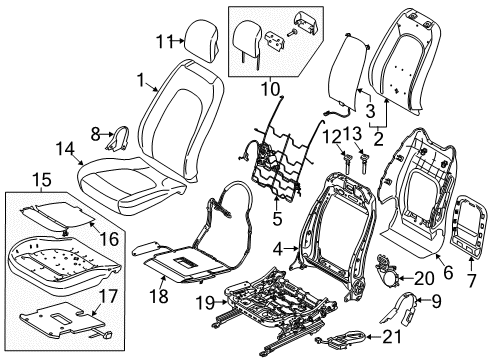 2020 Lincoln MKZ Front Seat Components Diagram 2