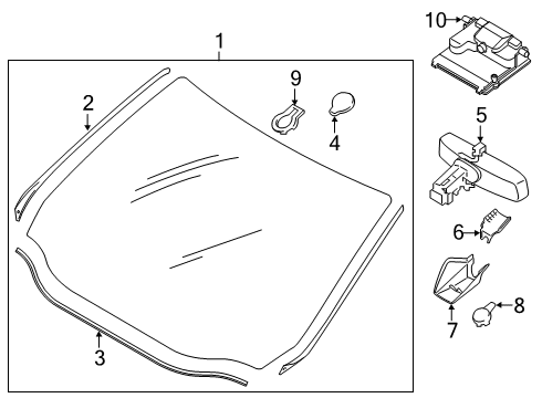 2020 Ford Edge Windshield Glass Diagram