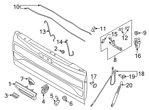 2020 Ford F-150 Tail Gate - Lock & Hardware Diagram 1