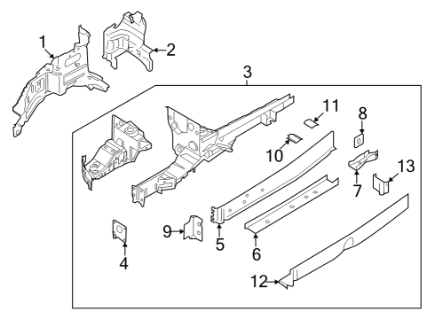 2023 Ford E-Transit Structural Components & Rails Diagram