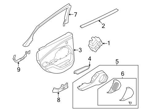 2021 Ford Mustang Mach-E PANEL - DOOR TRIM - UPPER Diagram for LJ8Z-5827411-DD