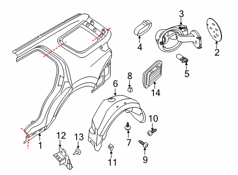 2019 Ford Police Interceptor Utility Quarter Panel & Components Diagram