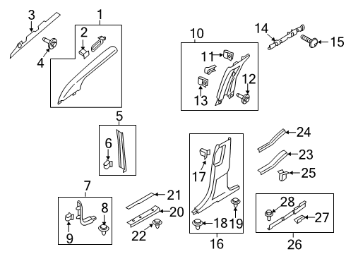 2023 Lincoln Nautilus Interior Trim - Pillars Diagram