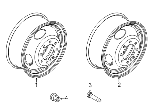 2022 Ford E-350/E-350 Super Duty Wheels, Covers & Trim Diagram 1