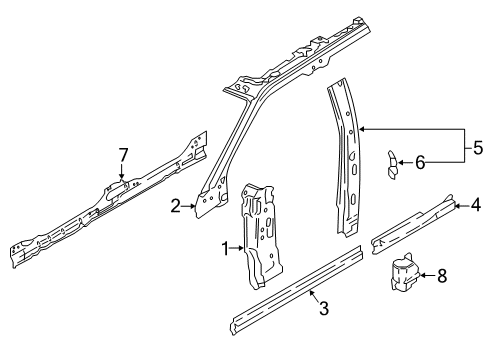 2023 Lincoln Navigator Center Pillar, Hinge Pillar Diagram