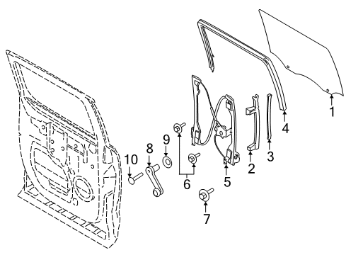 2021 Ford F-250 Super Duty Front Door Glass & Hardware Diagram 2