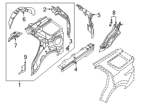 2019 Ford Police Interceptor Utility Inner Structure - Quarter Panel Diagram