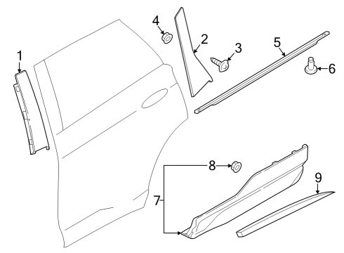 2024 Ford Edge Exterior Trim - Rear Door Diagram