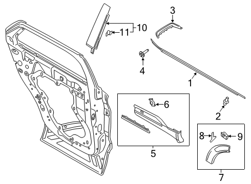 2020 Ford Police Interceptor Utility Exterior Trim - Rear Door Diagram