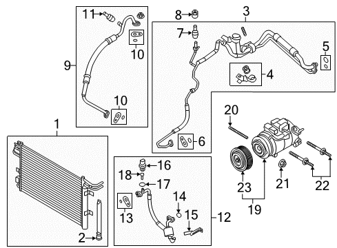 2019 Ford Police Interceptor Sedan A/C Condenser, Compressor & Lines Diagram 1