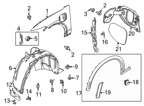 2023 Ford Mustang Mach-E BRACKET - FENDER - FRONT Diagram for LJ8Z-16C199-A