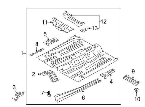 2020 Ford EcoSport Pillars, Rocker & Floor - Floor & Rails Diagram