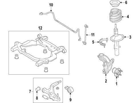 2019 Ford Police Interceptor Utility Front Suspension Components, Lower Control Arm, Stabilizer Bar Diagram 2