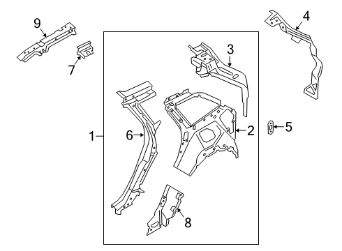 2023 Lincoln Corsair Inner Structure - Quarter Panel Diagram