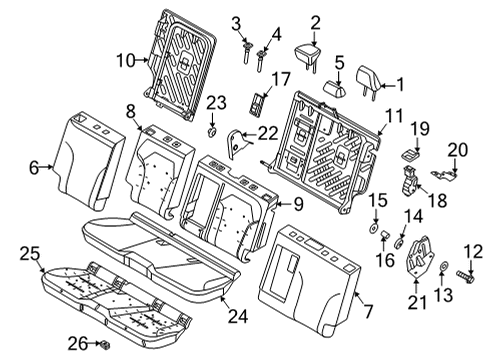 2022 Ford Mustang Mach-E Rear Seat Components Diagram