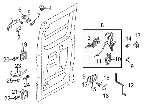 2023 Ford Transit HANDLE ASY - DOOR - OUTER Diagram for NK3Z-1722404-B