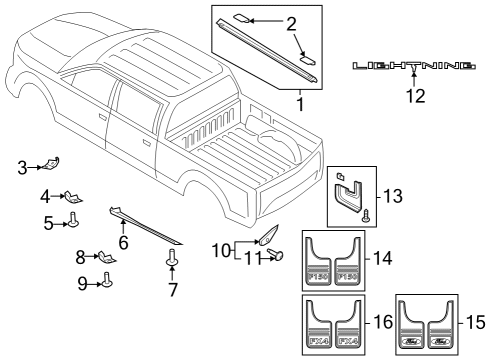 2022 Ford F-150 Lightning Exterior Trim - Pick Up Box Diagram