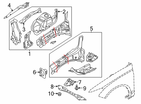 2020 Ford Fusion Structural Components & Rails Diagram