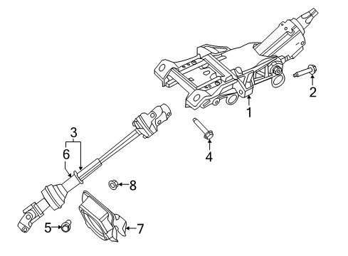 2019 Ford Police Interceptor Utility Steering Column & Wheel, Steering Gear & Linkage Diagram 4