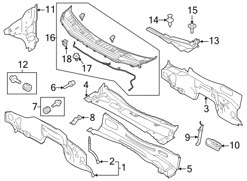 2023 Ford F-250 Super Duty PANEL ASY - COWL SIDE Diagram for PC3Z-2502039-A