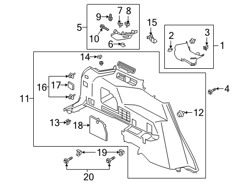 2023 Ford Explorer Interior Trim - Quarter Panels Diagram 1