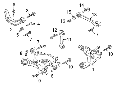 2021 Ford Mustang Rear Suspension, Lower Control Arm, Upper Control Arm, Ride Control, Stabilizer Bar, Suspension Components Diagram 4