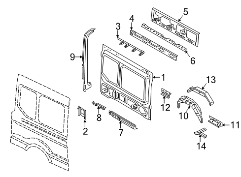 2023 Ford Transit PANEL ASY - BODY SIDE INNER Diagram for LK4Z-6127864-V