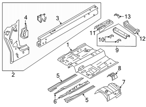 2022 Ford Bronco Sport Floor & Rails Diagram