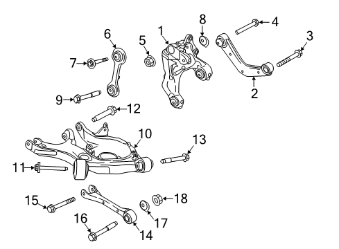 2020 Ford Edge Rear Suspension Components, Lower Control Arm, Upper Control Arm, Stabilizer Bar Diagram 3