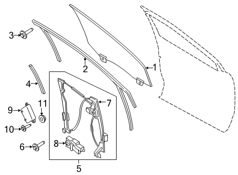 2022 Lincoln Nautilus Front Door Glass & Hardware Diagram 1