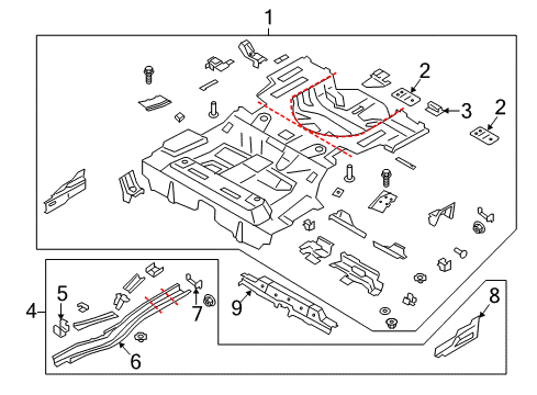 2020 Lincoln MKZ Rear Floor & Rails Diagram 1