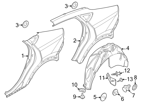 2022 Ford Mustang Mach-E Quarter Panel & Components Diagram