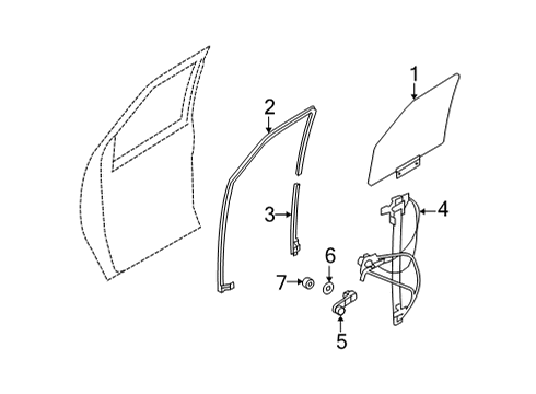 2022 Ford E-350/E-350 Super Duty Front Door Glass & Hardware Diagram