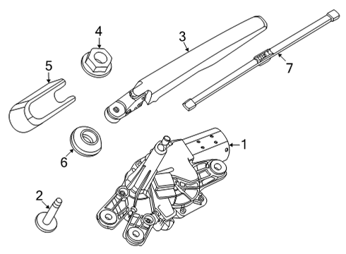 2021 Ford Mustang Mach-E Wiper & Washer Components Diagram 1